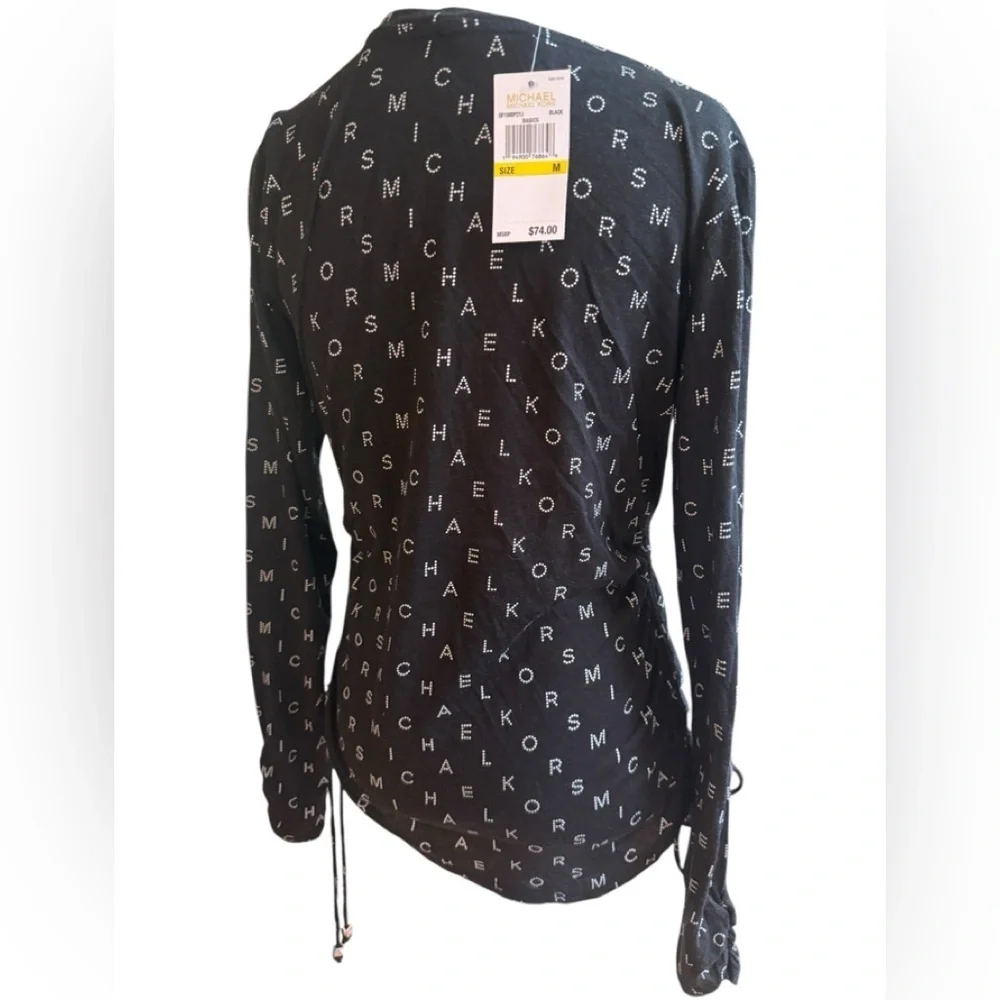 Michael Kors Black Ruched Long Sleeve Blouse